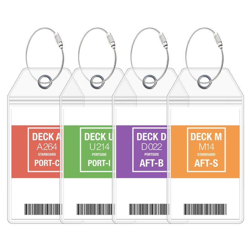 Cruise On Cruise Luggage Tag Holder [4 Pack] - Fits All Carnival & Seabourn Ships & Tags - Cruise Essentials 2026 & 2027 - Waterproof & Clear Luggage Tags - Image 1